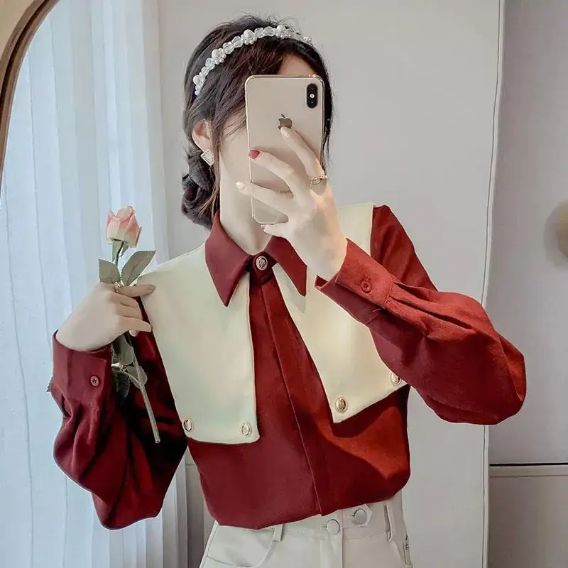 Thick Blouse Female Autumn Winter 2024 New Polo-Neck Long Sleeve Patchwork Fake Two Pieces Shirts Femme Casual Buttons Top Tee
Thick Blouse Female Autumn Winter 2024 New Polo-Neck Long Sleeve Patchwork Fake Two Pieces Shirts Femme Casual Buttons Top Tee