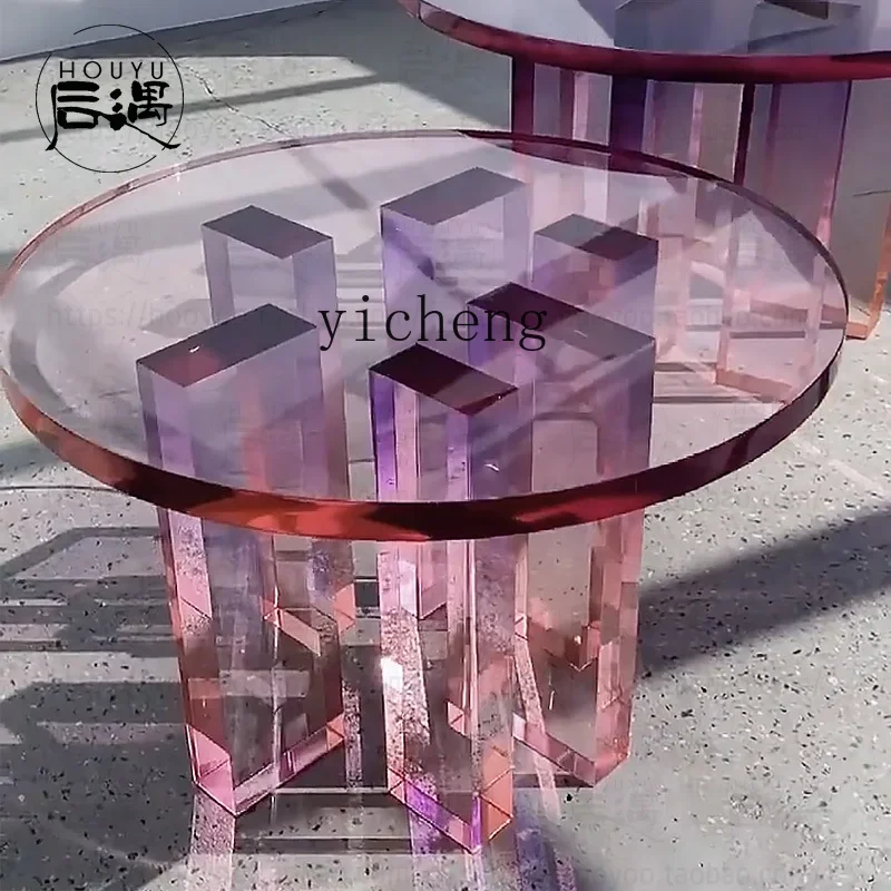 X-13 transparent gradual change color acrylic coffee table art installation personalized small apartment round edge table
X-13 transparent gradual change color acrylic coffee table art installation personalized small apartment round edge table