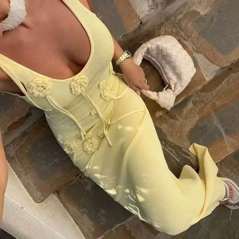 2025 Summer Slim Fit Knitted Dr with 3D Flower Design V-Ne Svel Midi Dr Fairy ter Dr Nylon And Rayon Blend
2025 Summer Slim Fit Knitted Dr with 3D Flower Design V-Ne Svel Midi Dr Fairy ter Dr Nylon And Rayon Blend