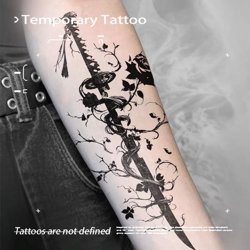 Black Floral Thorn Samurai Sword Herbal Juice Tattoo Sticker Fake Temporary Tattoos Novelty in Toys for the Best Adolescents Art
Black Floral Thorn Samurai Sword Herbal Juice Tattoo Sticker Fake Temporary Tattoos Novelty in Toys for the Best Adolescents Art