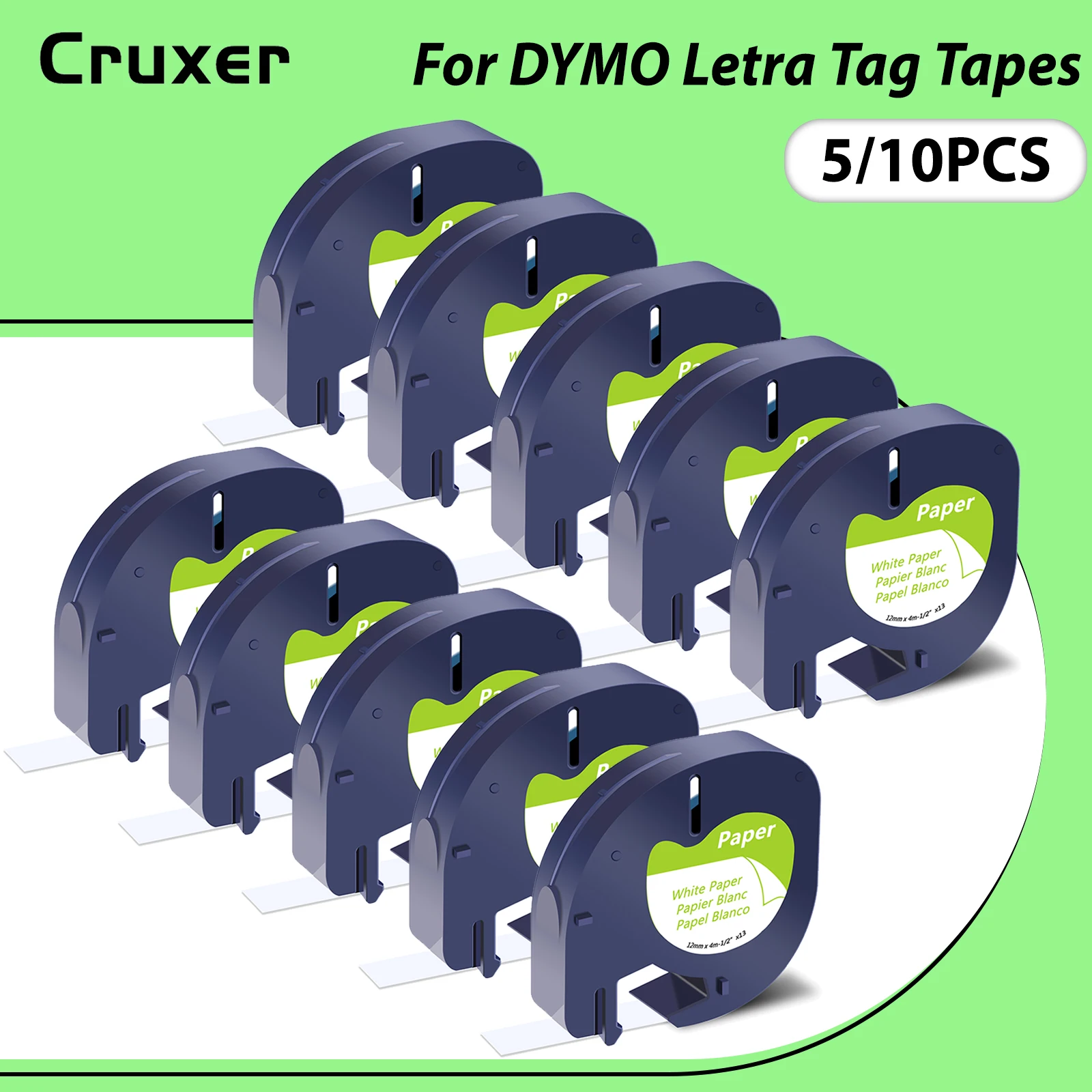 Cruxer 5/10PK 12mm LetraTag Tapes Compatible For Dymo A16952 A91330 A91331 Label Ribbon For Dymo LetraTag Plus LT100H QX50 Maker
Cruxer 5/10PK 12mm LetraTag Tapes Compatible For Dymo A16952 A91330 A91331 Label Ribbon For Dymo LetraTag Plus LT100H QX50 Maker