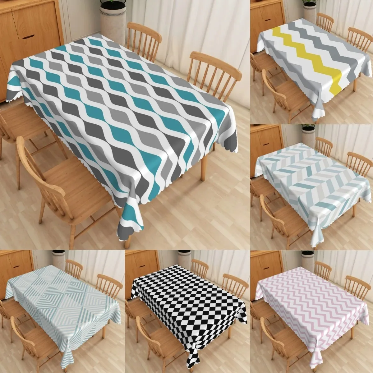 Geometric Tablecloth Waterproof Dining Table Cover Abstract Wave Zigzag Printed Desk Cloth 2D Flat Printed Peach Skin Fabric
Geometric Tablecloth Waterproof Dining Table Cover Abstract Wave Zigzag Printed Desk Cloth 2D Flat Printed Peach Skin Fabric