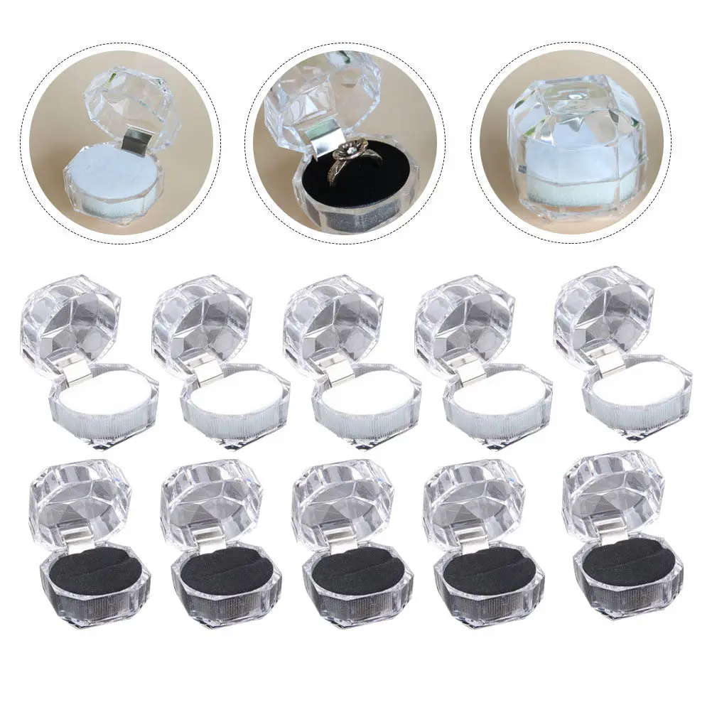 10Pcs Crystal Jewelry Ring Box Transparent Solid Material Wedding Engagement Ring Case Proposal Gift Storage Organizer
10Pcs Crystal Jewelry Ring Box Transparent Solid Material Wedding Engagement Ring Case Proposal Gift Storage Organizer
