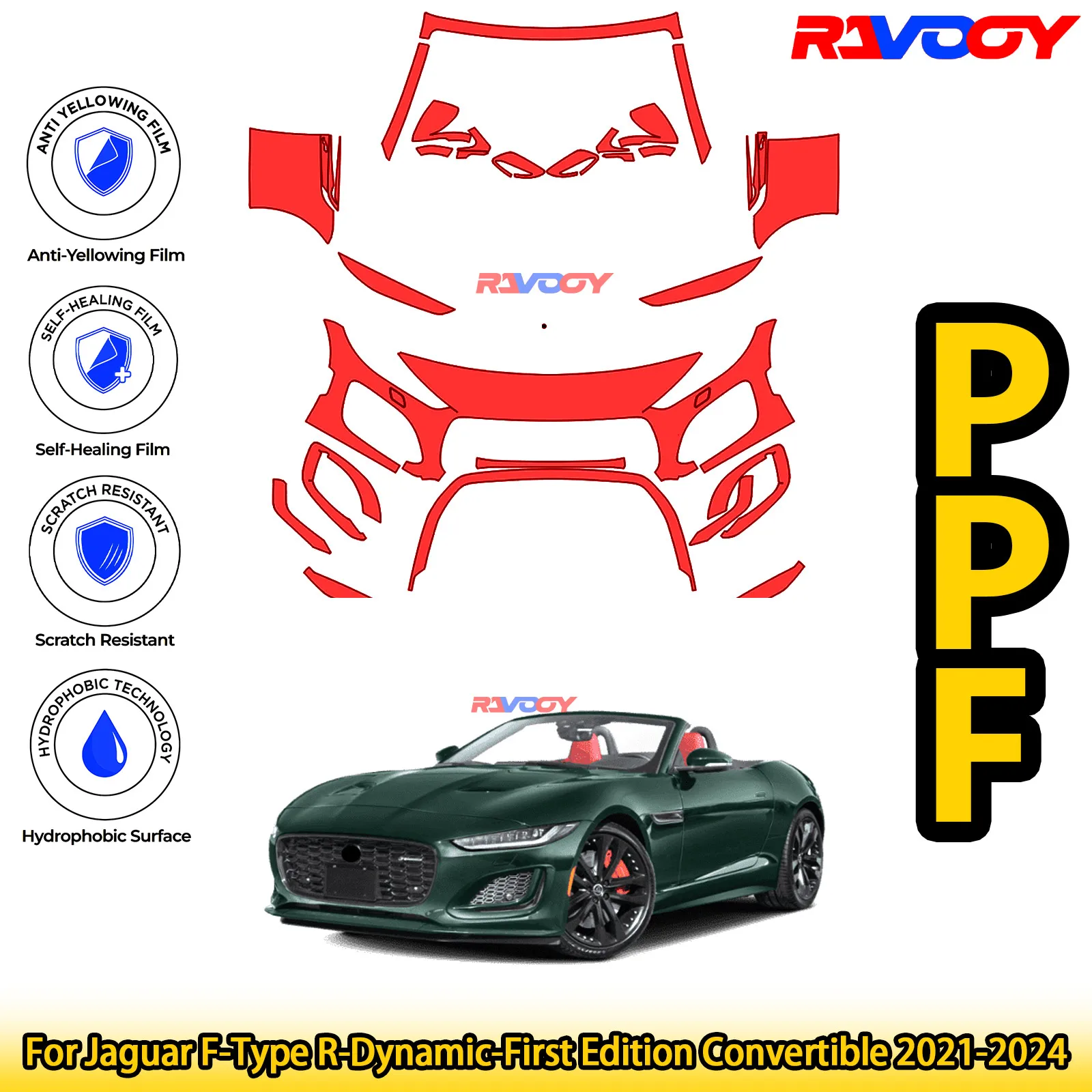 Для Jaguar F-Type R-Dynamic-First Edition Convertible 2021-2024 глянцевый матовый черный предварительно вырезанный передний комплект PPF защитная пленка для краски 
Для Jaguar F-Type R-Dynamic-First Edition Convertible 2021-2024 глянцевый матовый черный предварительно вырезанный передний комплект PPF защитная пленка для краски
