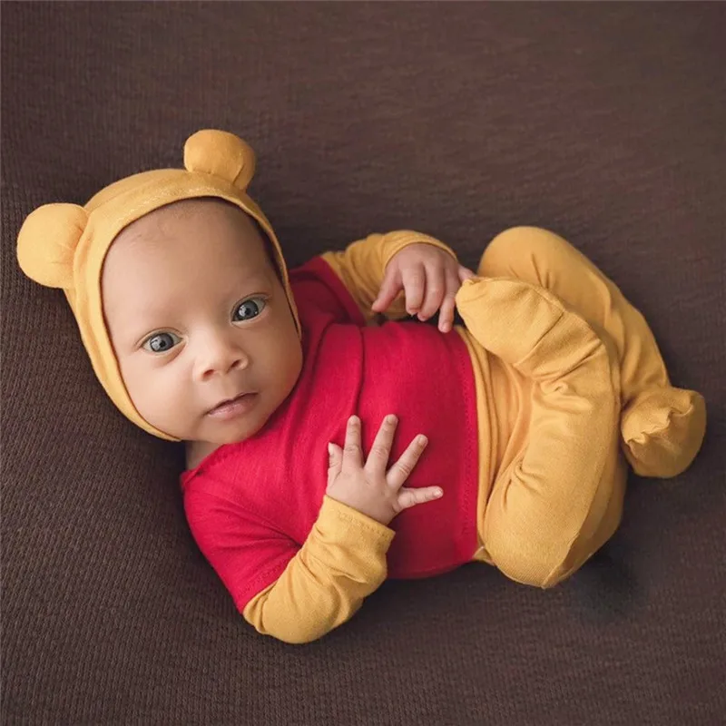 Newborn Bear Photography Props Honey Stick Hat Footie Romper Set Cotton Pajama Outfits for Baby Photo Prop
Newborn Bear Photography Props Honey Stick Hat Footie Romper Set Cotton Pajama Outfits for Baby Photo Prop