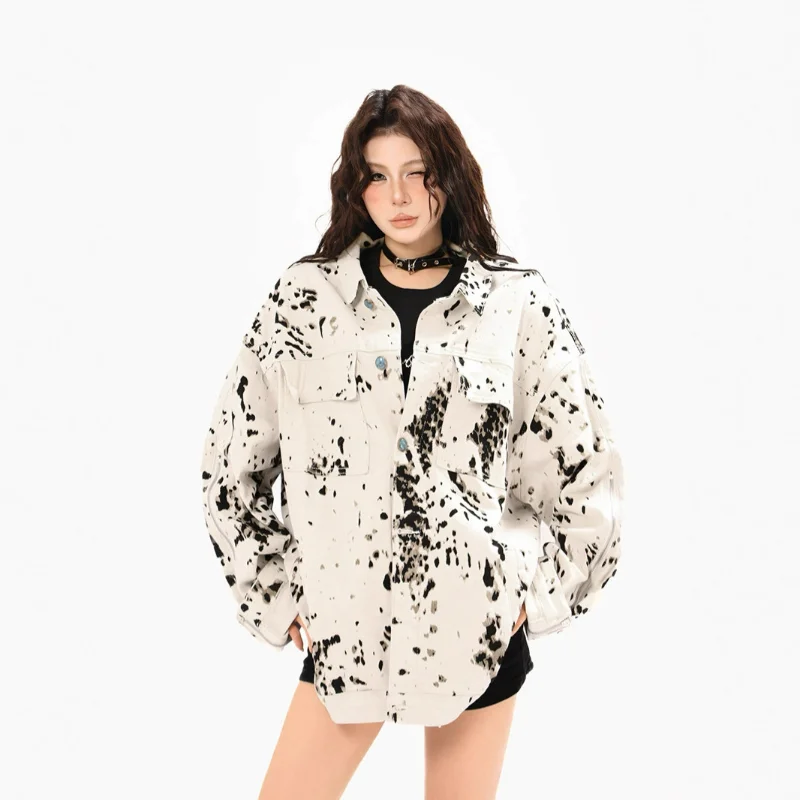 Women White Leopard Jackets Niche Print High-end Men Autumn American Tie-dye Unisex Coats Lapel Apricot Loose Animal Pattern
Women White Leopard Jackets Niche Print High-end Men Autumn American Tie-dye Unisex Coats Lapel Apricot Loose Animal Pattern