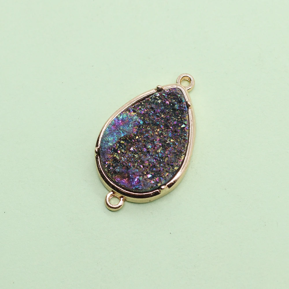 Natural Stone Inlaid Colorful Crystals Teardrop-shaped Double-hole Electroplated Bezel Pendant DIY Material Jewelry Accessories
Natural Stone Inlaid Colorful Crystals Teardrop-shaped Double-hole Electroplated Bezel Pendant DIY Material Jewelry Accessories