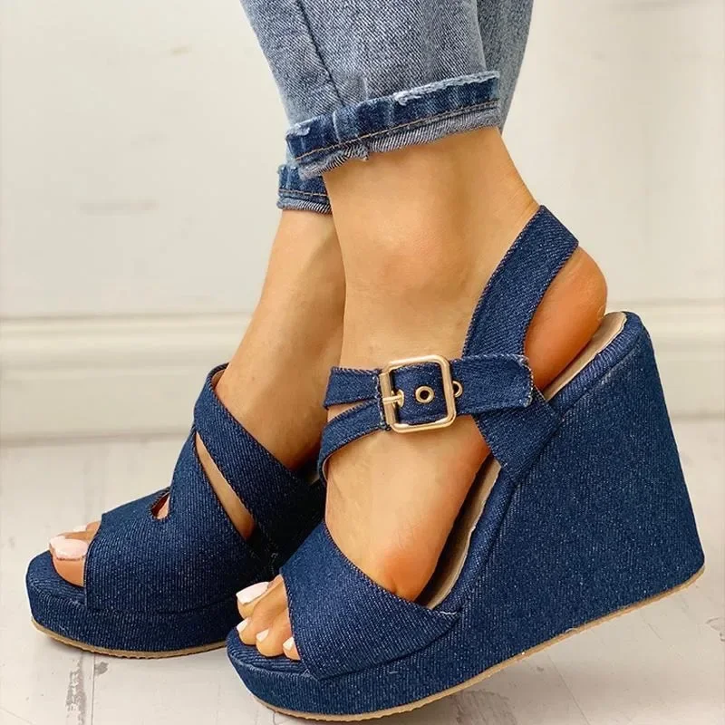 2025 Sandals High Heels Black Shoes for Women Large Size Clogs Wedge New High-heeled Beige Denim Summer Fashion Girls Comfort Lo
2025 Sandals High Heels Black Shoes for Women Large Size Clogs Wedge New High-heeled Beige Denim Summer Fashion Girls Comfort Lo