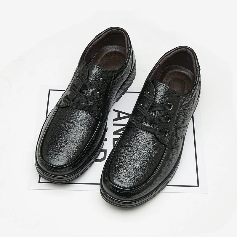 Men's round-toed cowhide men's casual shoes with front lace-up platform Breathable flat-heeled
Men's round-toed cowhide men's casual shoes with front lace-up platform Breathable flat-heeled