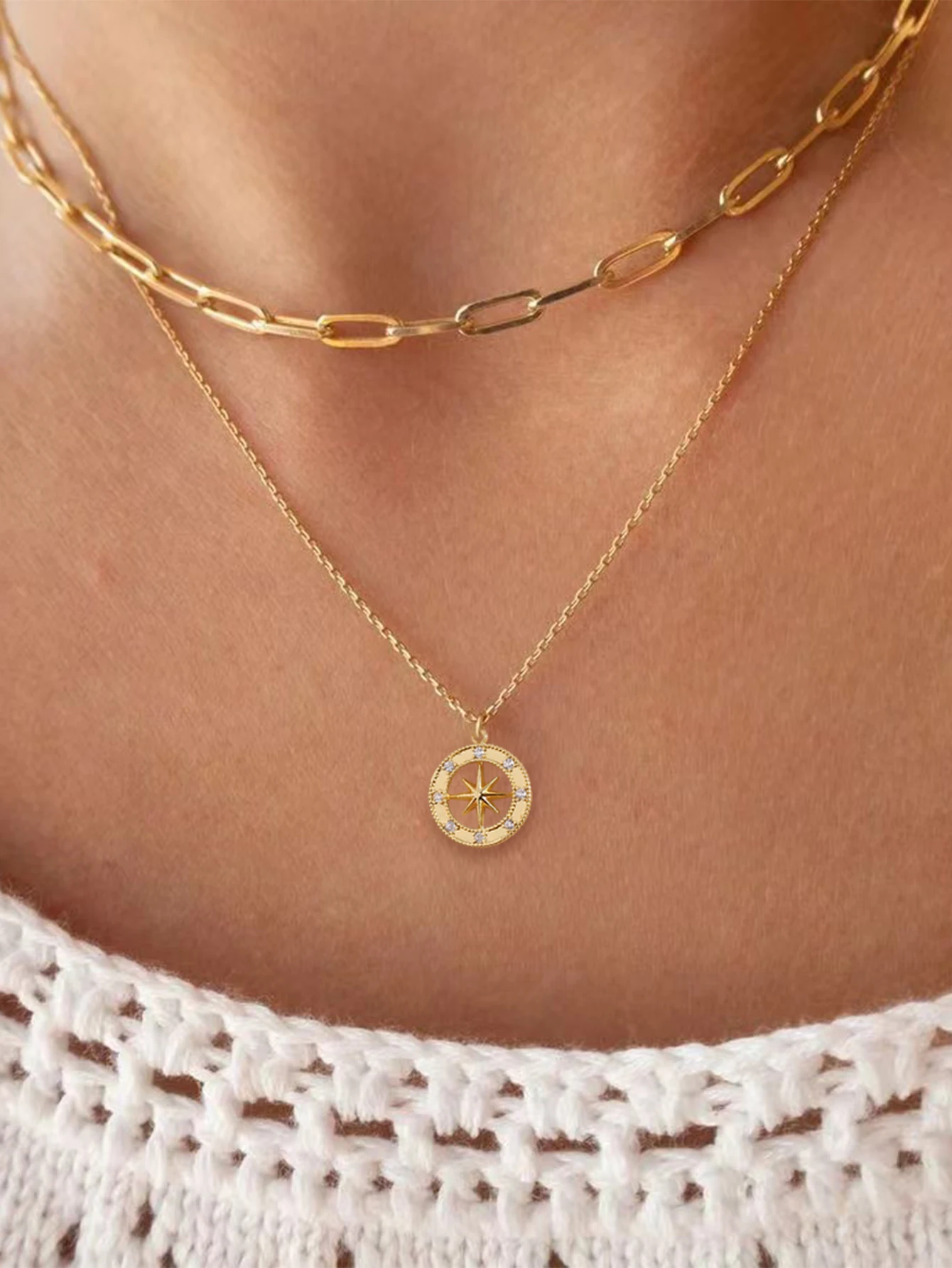 New Layered Women Pendant Necklace Cross Chain Round Hollow Star Pendant Outing Vacation Party Shop Fashion Versatile Necklace
New Layered Women Pendant Necklace Cross Chain Round Hollow Star Pendant Outing Vacation Party Shop Fashion Versatile Necklace