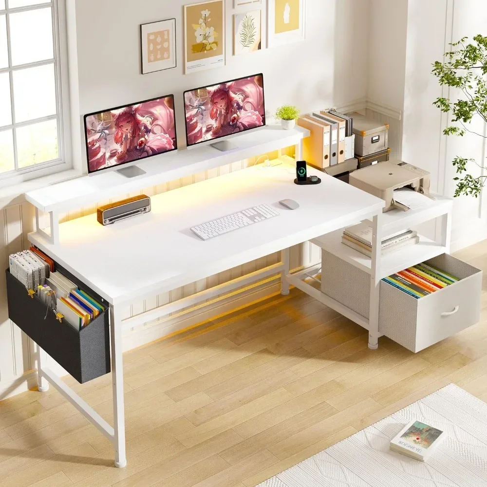 56.5" Computer Desk with File Drawers Cabinet,Study Writing Gaming Desk with Power Outlets,Home Office Desk
56.5" Computer Desk with File Drawers Cabinet,Study Writing Gaming Desk with Power Outlets,Home Office Desk