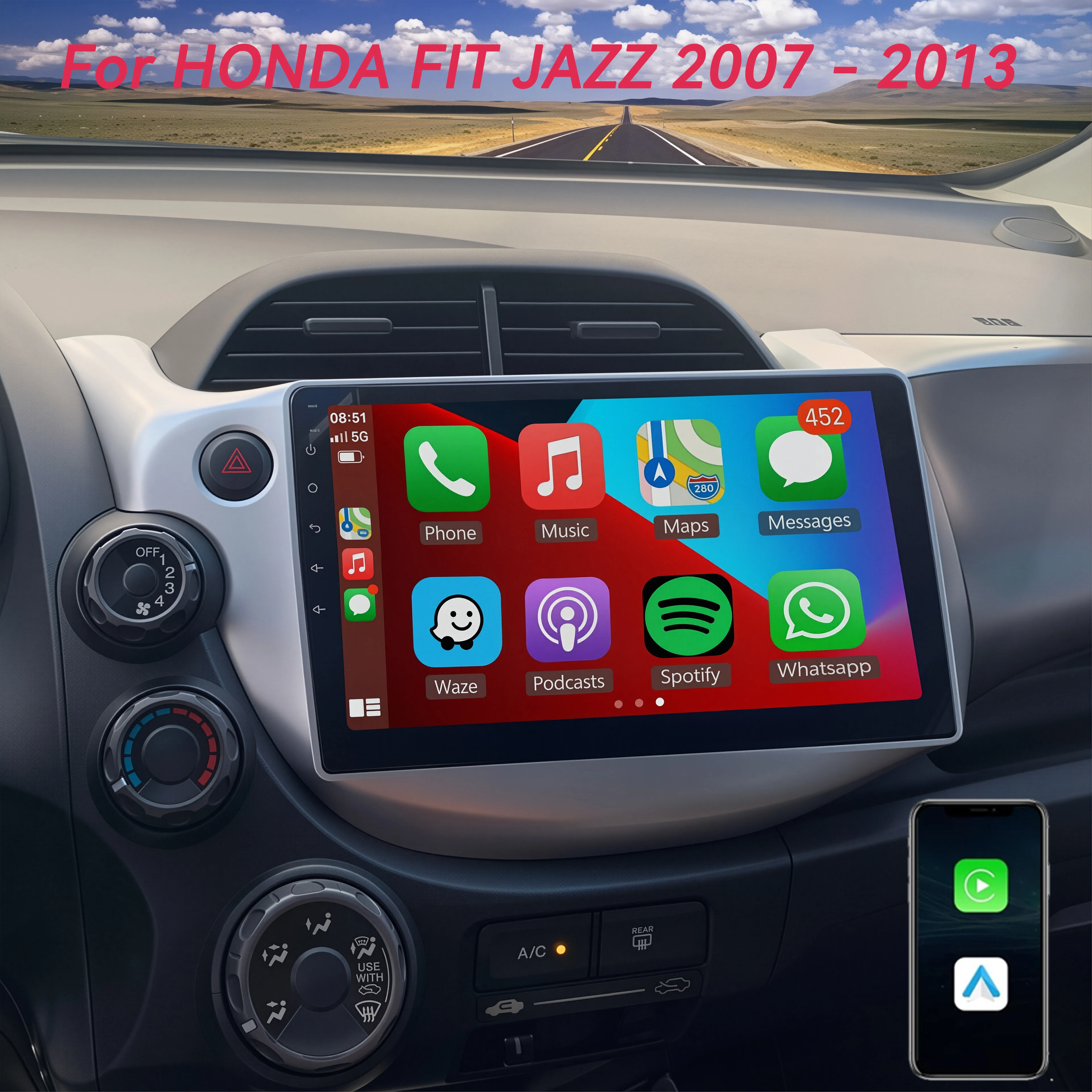 Android 16 CarPlay Auto Car Radio For HONDA FIT JAZZ 2007 - 2013 Multimedia Player GPS Navigation Mirror Connection Head Unit
Android 16 CarPlay Auto Car Radio For HONDA FIT JAZZ 2007 - 2013 Multimedia Player GPS Navigation Mirror Connection Head Unit