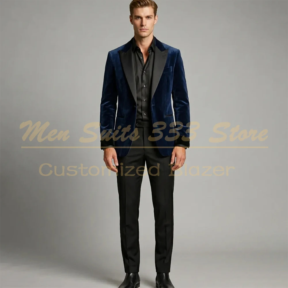Elegant Men's Suits 2 Piece Jacket Pants Sets Customized Single Breasted Velvet Blazer With Black Trousers Customized Full Sets
Elegant Men's Suits 2 Piece Jacket Pants Sets Customized Single Breasted Velvet Blazer With Black Trousers Customized Full Sets