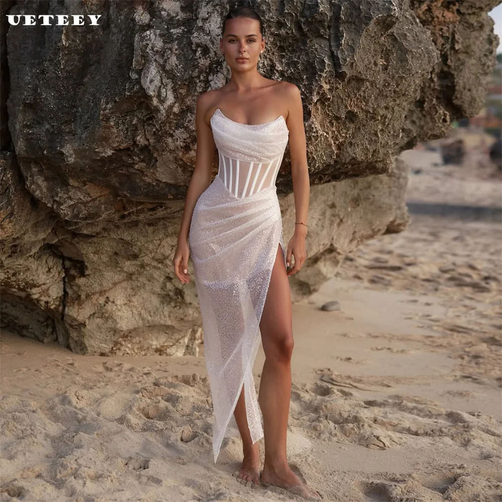 UETEEY Customized Sexy Strapless Pleats Lace Mermaid Wedding Dress For Women High Slit Lace Up Back Floor Length Bridal Gown
UETEEY Customized Sexy Strapless Pleats Lace Mermaid Wedding Dress For Women High Slit Lace Up Back Floor Length Bridal Gown