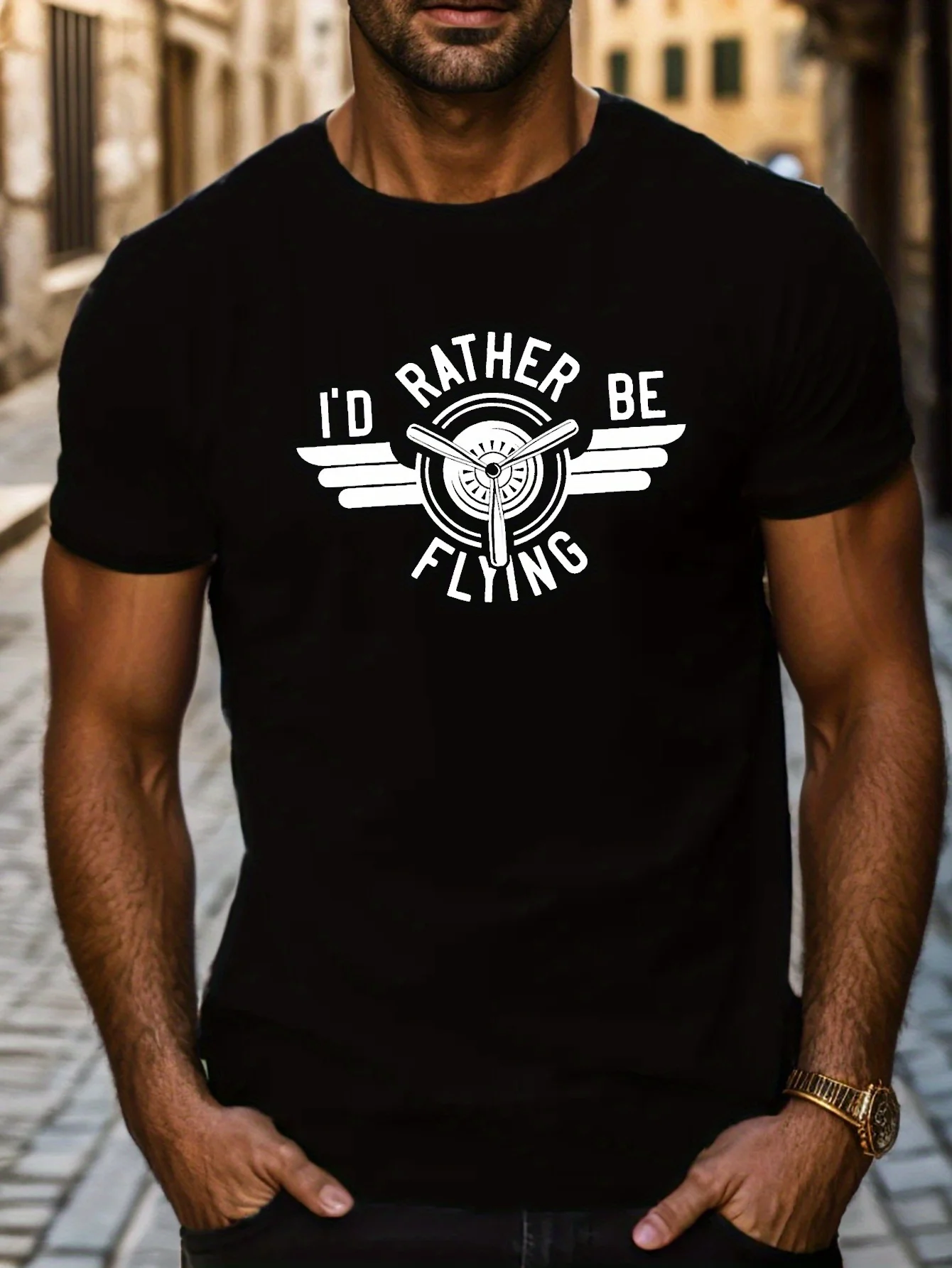 I'd Rather Be Flying" with Geometric Airplane Design -100% cotton summer O-neck short sleeve casual printed men's T-shirt.
I'd Rather Be Flying" with Geometric Airplane Design -100% cotton summer O-neck short sleeve casual printed men's T-shirt.