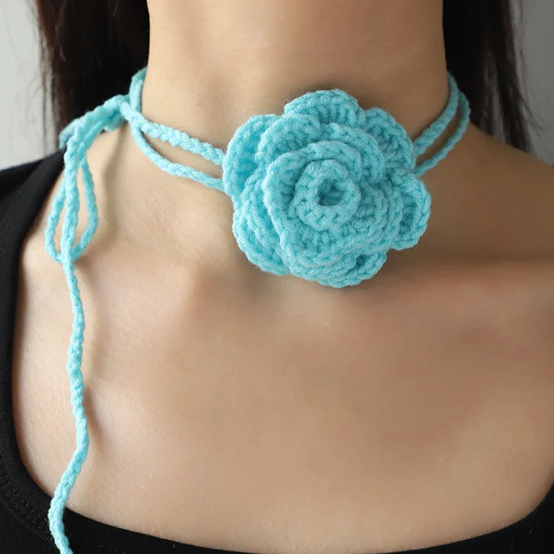 Hand Woven Long Rope Knit Rose Choker Necklace Women Solid Fashion Simple Choker Romantic Fabric Collar Jewelry Accessories
Hand Woven Long Rope Knit Rose Choker Necklace Women Solid Fashion Simple Choker Romantic Fabric Collar Jewelry Accessories