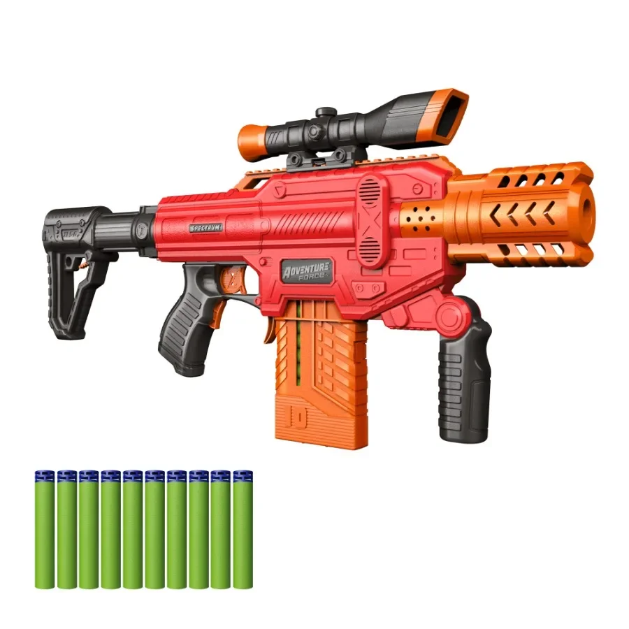 Spectrum Motorized Clip-Fed Semi-Auto Blaster with 10 Round Universal Ammo Clip and 10 Waffle Tip Darts Compatible with Most St
Spectrum Motorized Clip-Fed Semi-Auto Blaster with 10 Round Universal Ammo Clip and 10 Waffle Tip Darts Compatible with Most St