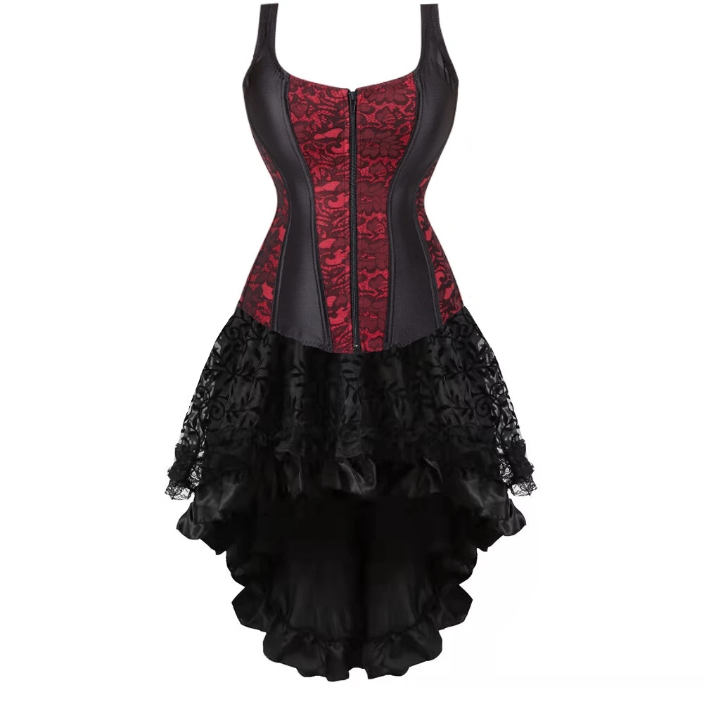 Sexy Zipper Shoulder Straps Overbust Corset Bustier Corset Dress Skirt Flower Fancy Costume Gothic Bustiers Women Vintage Linger
Sexy Zipper Shoulder Straps Overbust Corset Bustier Corset Dress Skirt Flower Fancy Costume Gothic Bustiers Women Vintage Linger