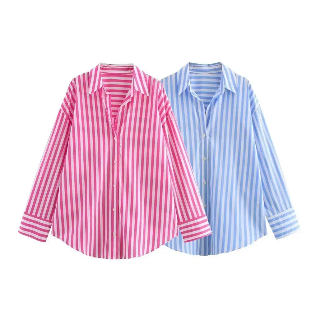 Striped Loose Shirt With Collar Decoration For Spring And Summer New Casual Women's Clothing
Striped Loose Shirt With Collar Decoration For Spring And Summer New Casual Women's Clothing