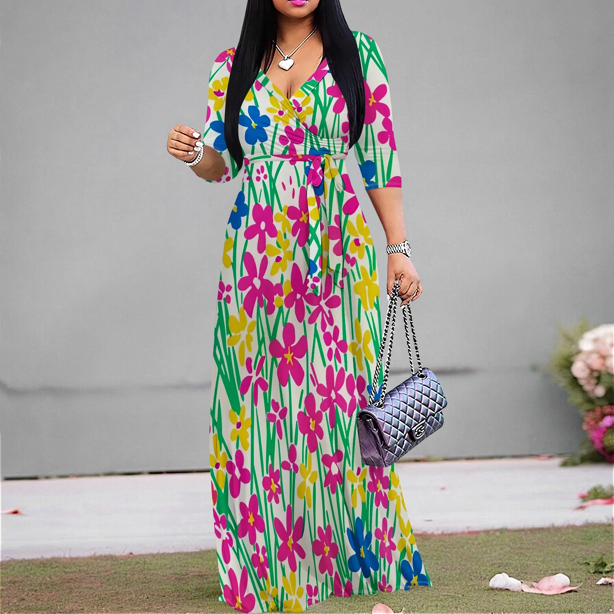 Women's Bright Floral Maxi Dress Wrap V Neck Summer Y2K Festival Party Beach Pride Long Dress S-3XL Colorful Look
Women's Bright Floral Maxi Dress Wrap V Neck Summer Y2K Festival Party Beach Pride Long Dress S-3XL Colorful Look