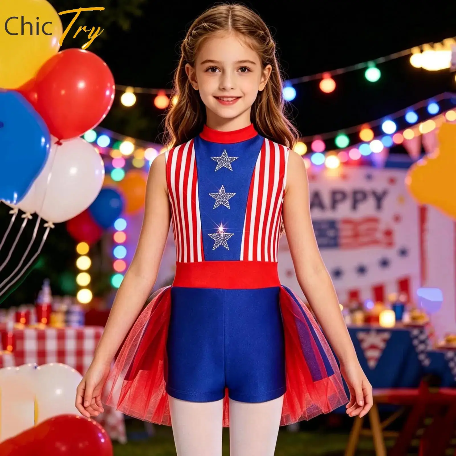 Kids Girls Sleeveless Ballet Jazz Dance Performance Tulle Skirted Leotard Costume Shiny One-piece Jumpsuit Independence Day Wear
Kids Girls Sleeveless Ballet Jazz Dance Performance Tulle Skirted Leotard Costume Shiny One-piece Jumpsuit Independence Day Wear