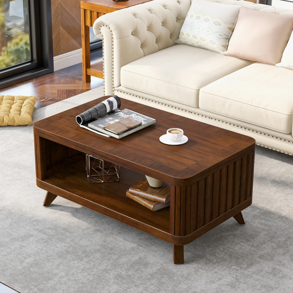 Rectangular Wood Coffee Table for Living Room, 41.5-Inch Coffee Table with Solid Wood Legs
Rectangular Wood Coffee Table for Living Room, 41.5-Inch Coffee Table with Solid Wood Legs