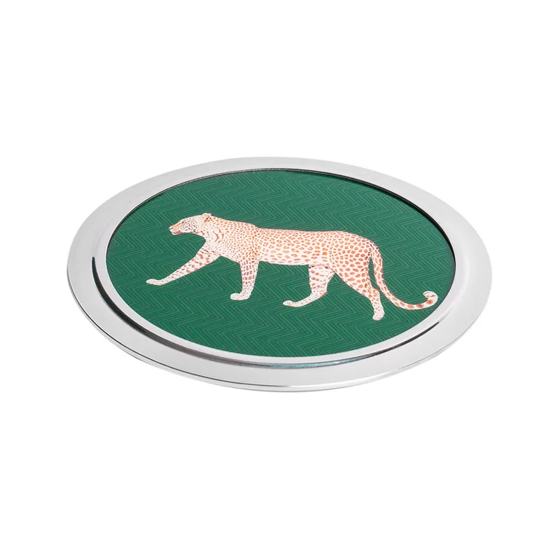 Stainless Steel Coaster Tea Cup Table Mats Acrylic, Heat Insulation. Leopard Round Shape with Mild Steel Shelf Bracket
Stainless Steel Coaster Tea Cup Table Mats Acrylic, Heat Insulation. Leopard Round Shape with Mild Steel Shelf Bracket