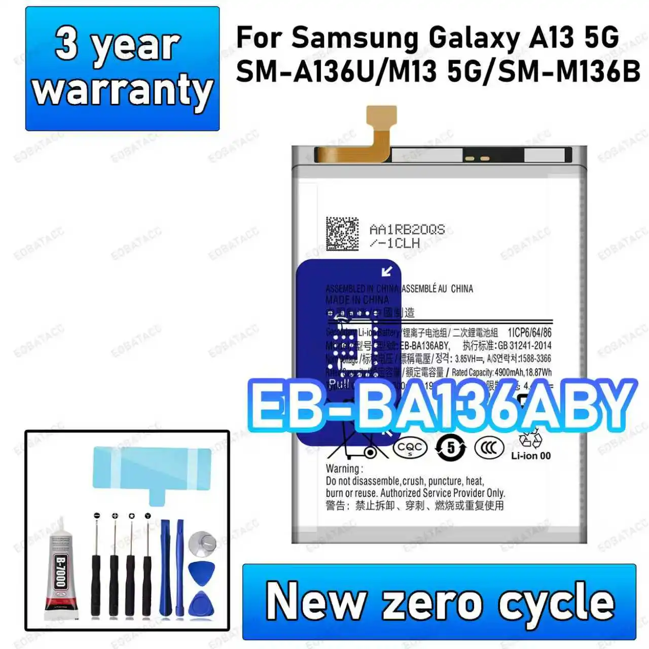 100% New High Quanlity EB-BA136ABY Battery For SAMSUNG Galaxy a13 5G/SM-A136U/M13 5G/SM-M136B Replacement Batteria Batteries+Fre
100% New High Quanlity EB-BA136ABY Battery For SAMSUNG Galaxy a13 5G/SM-A136U/M13 5G/SM-M136B Replacement Batteria Batteries+Fre