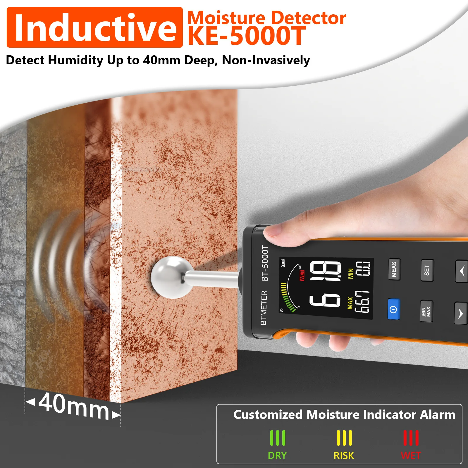Inductive moisture meter Wood moisture meter, powder wall brick wall moisture content detector Measuring instrument