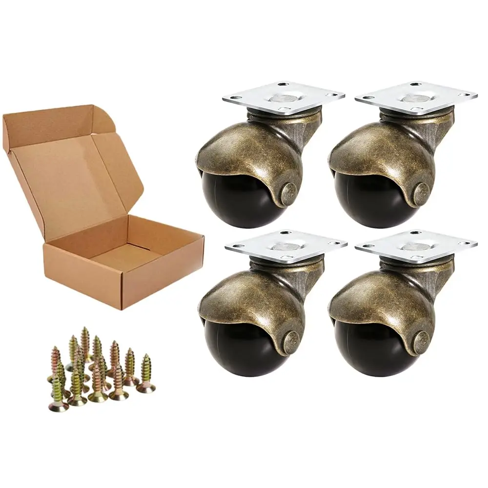 1.5" Ball Caster Wheels Set of 4, 180lbs Swivel Furniture Casters with Antique Brass Top Plate for Ottoman, Wheelchair, Not for
1.5" Ball Caster Wheels Set of 4, 180lbs Swivel Furniture Casters with Antique Brass Top Plate for Ottoman, Wheelchair, Not for