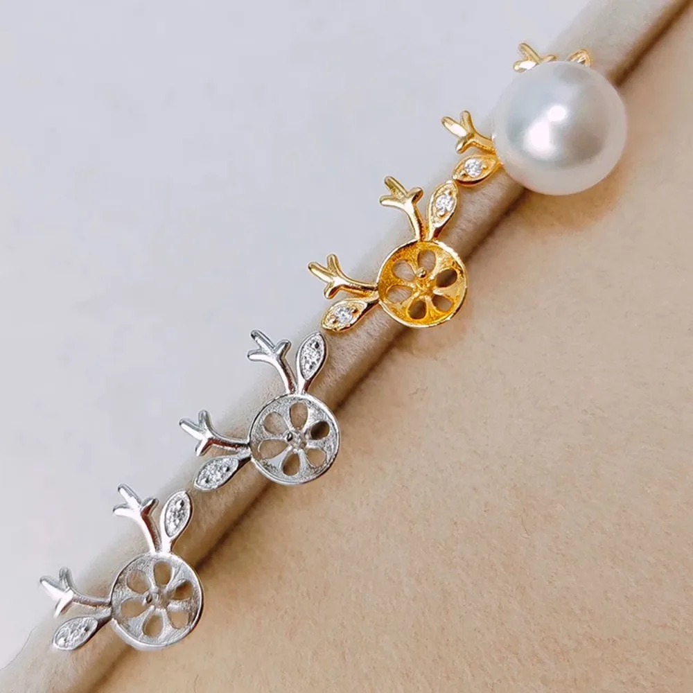 6pcs DIY Pearl Accessories 925 Silver Stud Earrings Empty Holder, Fashionable Antler Pearl Earring Holder, with 6-8mm Round Bead
6pcs DIY Pearl Accessories 925 Silver Stud Earrings Empty Holder, Fashionable Antler Pearl Earring Holder, with 6-8mm Round Bead