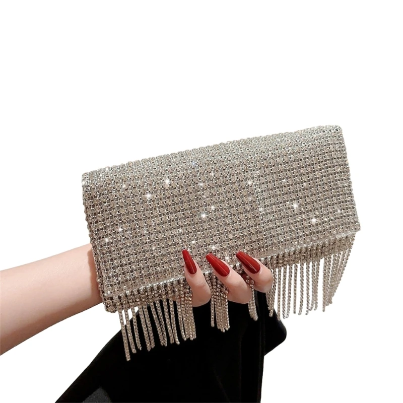 Stylish Rhinestone Glitter Tassel Evening Bag Women Elegant Formal Occasion Shoulder Bag Lady Wedding Clutch Prom Party Handbag
Stylish Rhinestone Glitter Tassel Evening Bag Women Elegant Formal Occasion Shoulder Bag Lady Wedding Clutch Prom Party Handbag