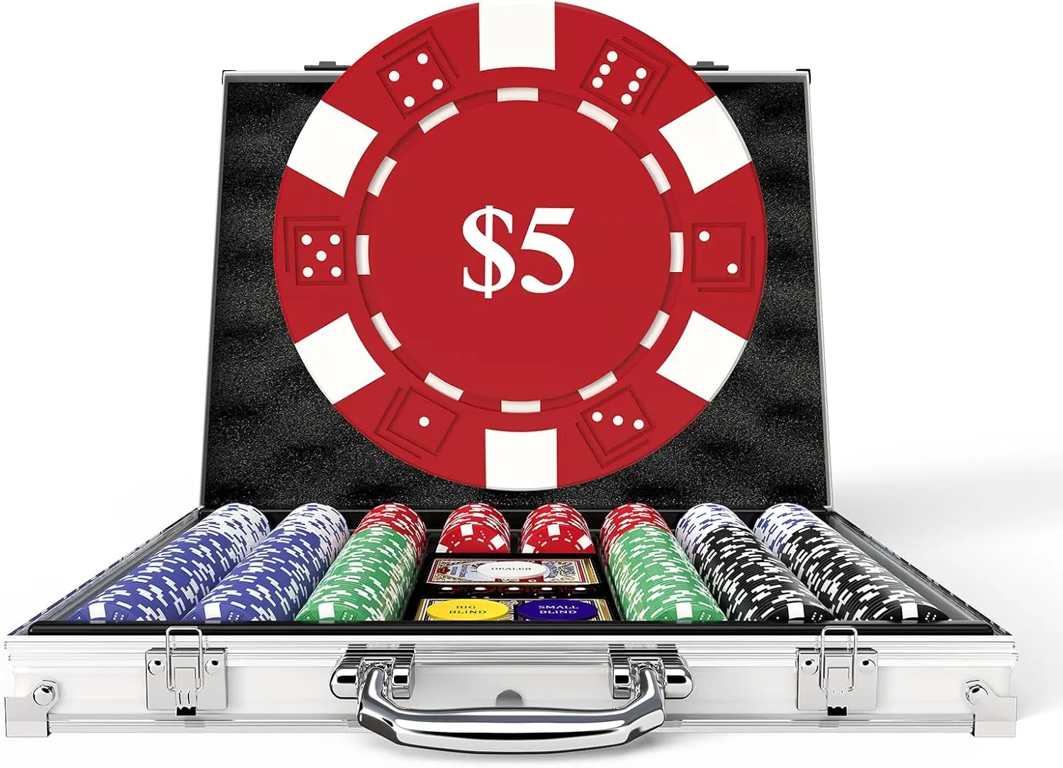 Poker Chips Set with Denominations, 500PCS 11.5 Gram Numbered Chips with Aluminum Case from $1 to $500 for Texas Hold'Em
Poker Chips Set with Denominations, 500PCS 11.5 Gram Numbered Chips with Aluminum Case from $1 to $500 for Texas Hold'Em
