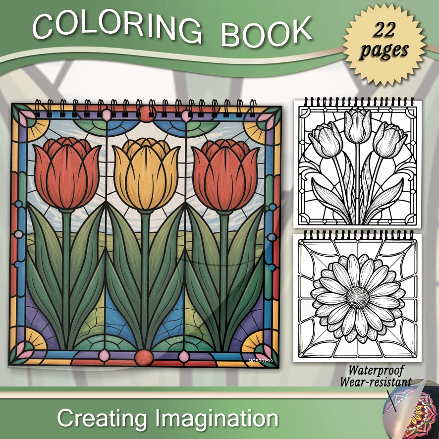 Stained Glass Floral Coloring Book — 8.3×11.2 inches, 22 pages. Ideal for stress relief; a perfect gift for family and friends。
Stained Glass Floral Coloring Book — 8.3×11.2 inches, 22 pages. Ideal for stress relief; a perfect gift for family and friends。