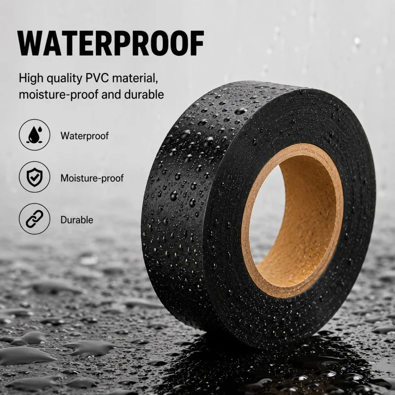 1pc 19-25MMX25-30M Black High-Viscosity PVC Electrical Tape Waterproof Insulation Vinyl Tape for Automotive Wiring Harness
1pc 19-25MMX25-30M Black High-Viscosity PVC Electrical Tape Waterproof Insulation Vinyl Tape for Automotive Wiring Harness