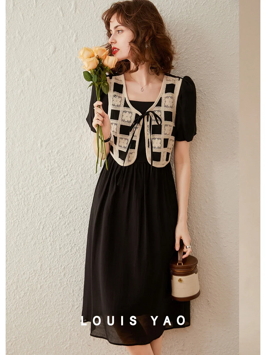 LOUIS YAO Women Fake Two Pieces Dress 2024 Summer French Style Fashionable Vest Dress Loose Fit Long Dress for Women
LOUIS YAO Women Fake Two Pieces Dress 2024 Summer French Style Fashionable Vest Dress Loose Fit Long Dress for Women