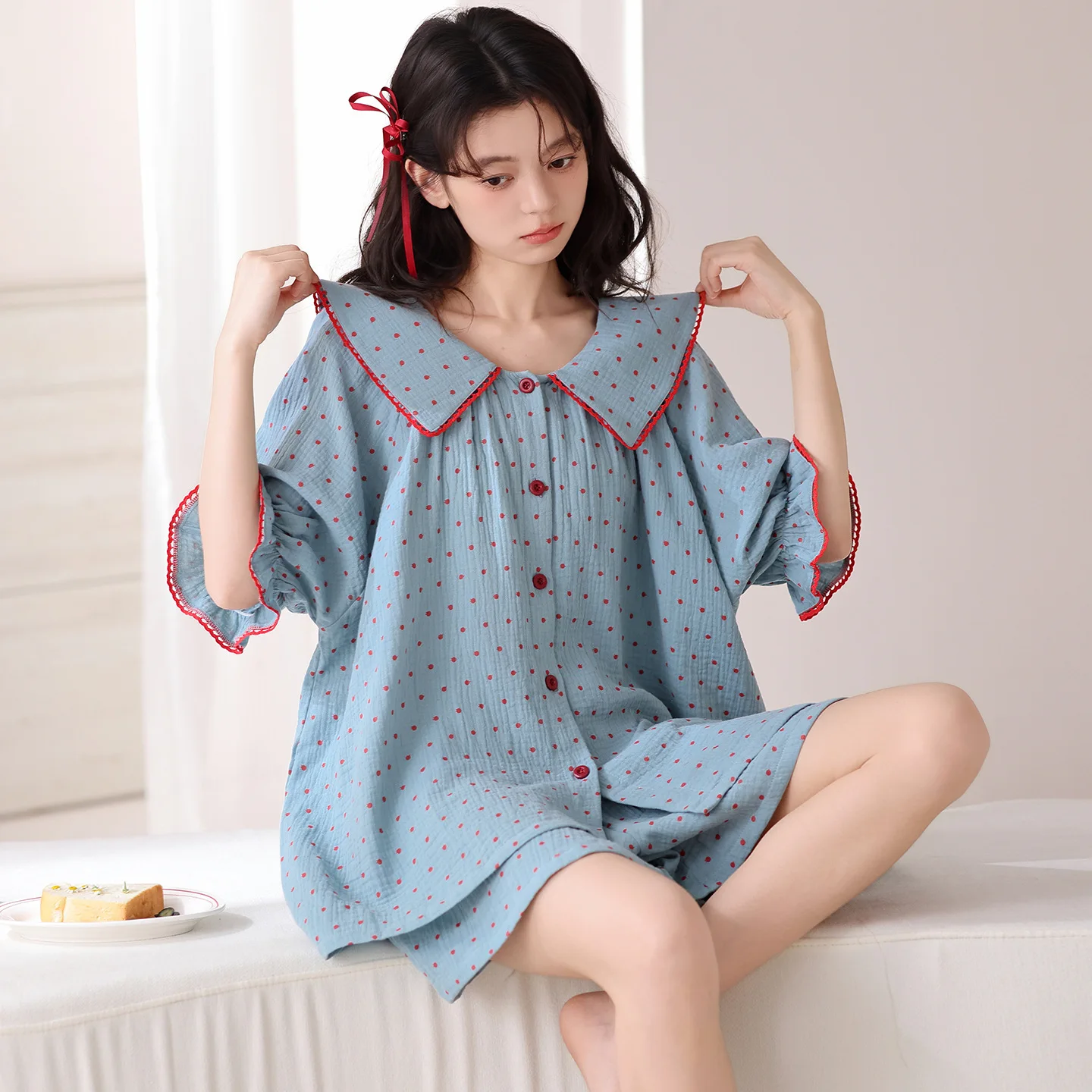 2026 New Arrival Nightwear for Women Short Sleeves Sleeping Top Shorts 2Pcs/set Sleepwear Summer Cardigan Lounge Mujer Pijamas
2026 New Arrival Nightwear for Women Short Sleeves Sleeping Top Shorts 2Pcs/set Sleepwear Summer Cardigan Lounge Mujer Pijamas