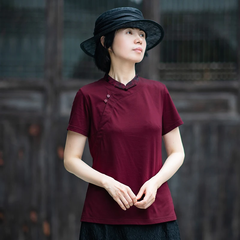 Летняя вязаная женская хлопковая рубашка с коротким рукавом и воротником-стойкой в традиционном китайском стиле для женщин старшего возраста
Летняя вязаная женская хлопковая рубашка с коротким рукавом и воротником-стойкой в традиционном китайском стиле для женщин старшего возраста
