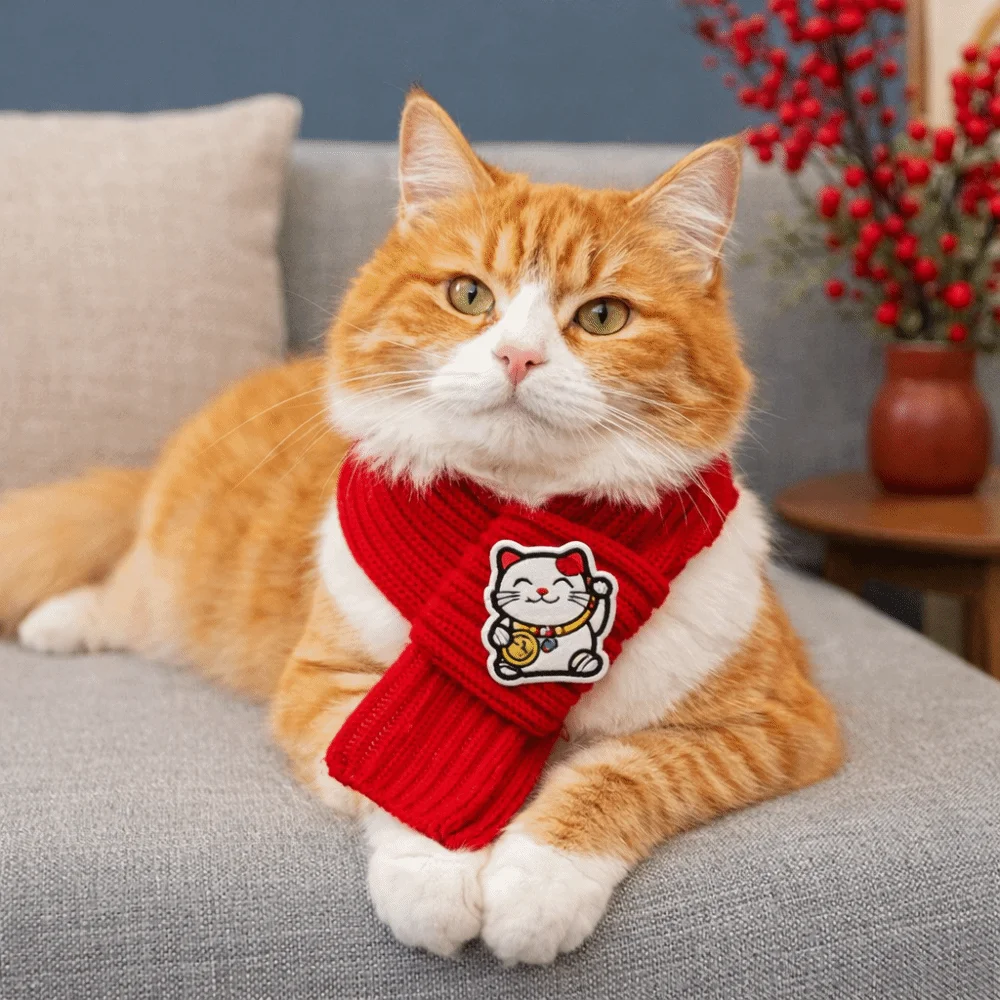 Durable Red Color Knitted Cat Scarf Festive Embroidered Pet Neck Scarf Blessing Warm Pet Scarf Bib Holiday Events
Durable Red Color Knitted Cat Scarf Festive Embroidered Pet Neck Scarf Blessing Warm Pet Scarf Bib Holiday Events