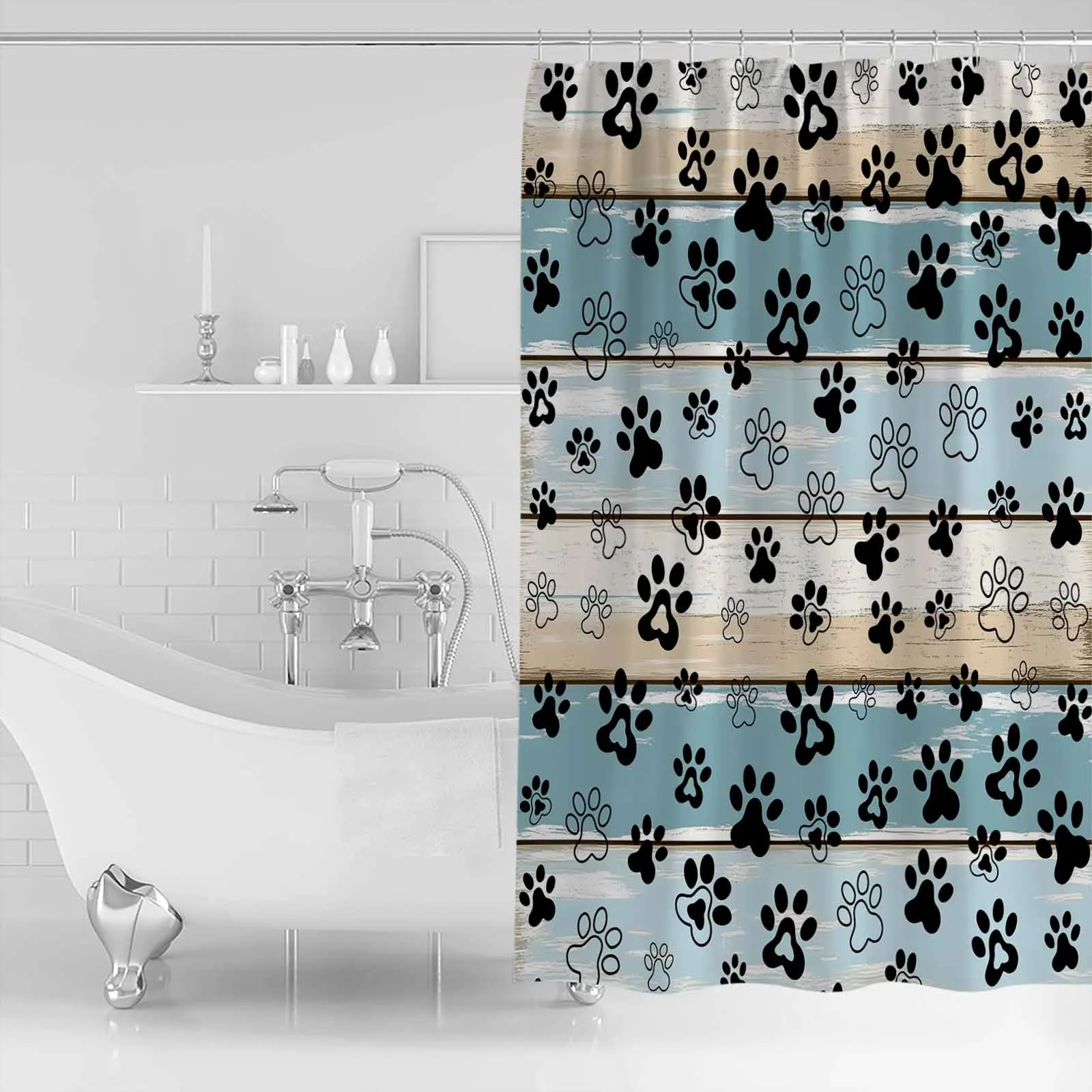 Vintage Farmhouse Pet Paws Wood Grain Shower Waterproof Polyester Bath Curtain Home Decoration Bathroom Accessory Curtain
Vintage Farmhouse Pet Paws Wood Grain Shower Waterproof Polyester Bath Curtain Home Decoration Bathroom Accessory Curtain