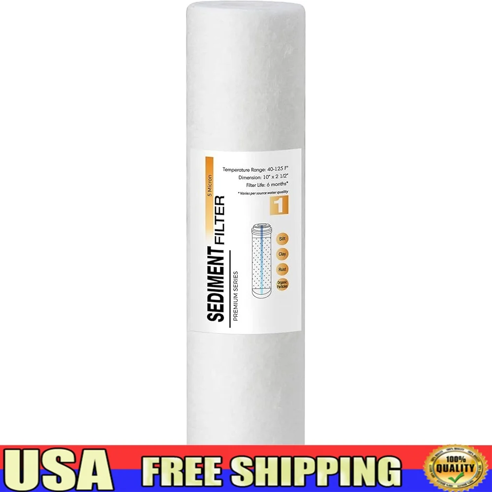 Premium Universal Sediment Water Filter Cartridge Reverse Osmosis RO Under Sink Systems 5 Micron Pool Hot Tub Use
Premium Universal Sediment Water Filter Cartridge Reverse Osmosis RO Under Sink Systems 5 Micron Pool Hot Tub Use