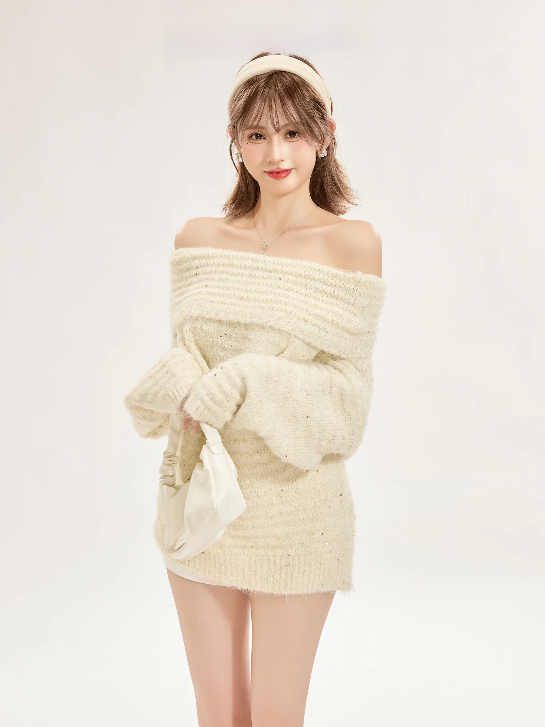 oulder Bared Long Sve Knitted Sweater Women's Loose Fit Autumn Winter mid Length Casual Sle Comfortable Slimming Top
oulder Bared Long Sve Knitted Sweater Women's Loose Fit Autumn Winter mid Length Casual Sle Comfortable Slimming Top