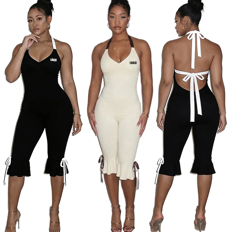 Customized LOGO women's European, American summer new casual slim-fit sleeveless backless neck strap long jumpsuit
Customized LOGO women's European, American summer new casual slim-fit sleeveless backless neck strap long jumpsuit