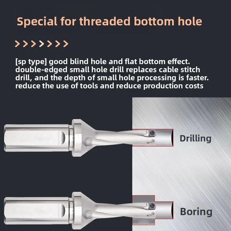 SP Small U Drill for Small Hole, 2D8-5D13.5 High Efficiency U Drill, Flat Bottom U Drill for CNC Lathe
SP Small U Drill for Small Hole, 2D8-5D13.5 High Efficiency U Drill, Flat Bottom U Drill for CNC Lathe