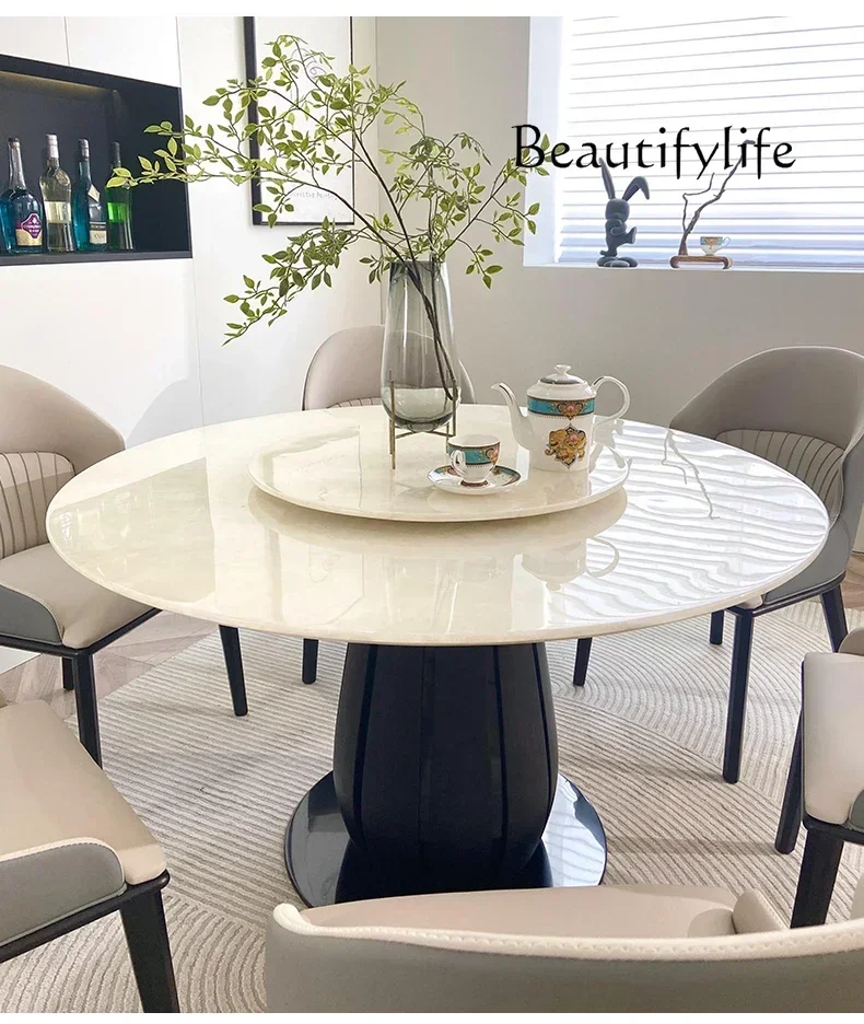 Imported Natural Marble round Dining Table and Chair Assemblage Zone Turntable Solid Wood Retro Minimalist round Table
Imported Natural Marble round Dining Table and Chair Assemblage Zone Turntable Solid Wood Retro Minimalist round Table