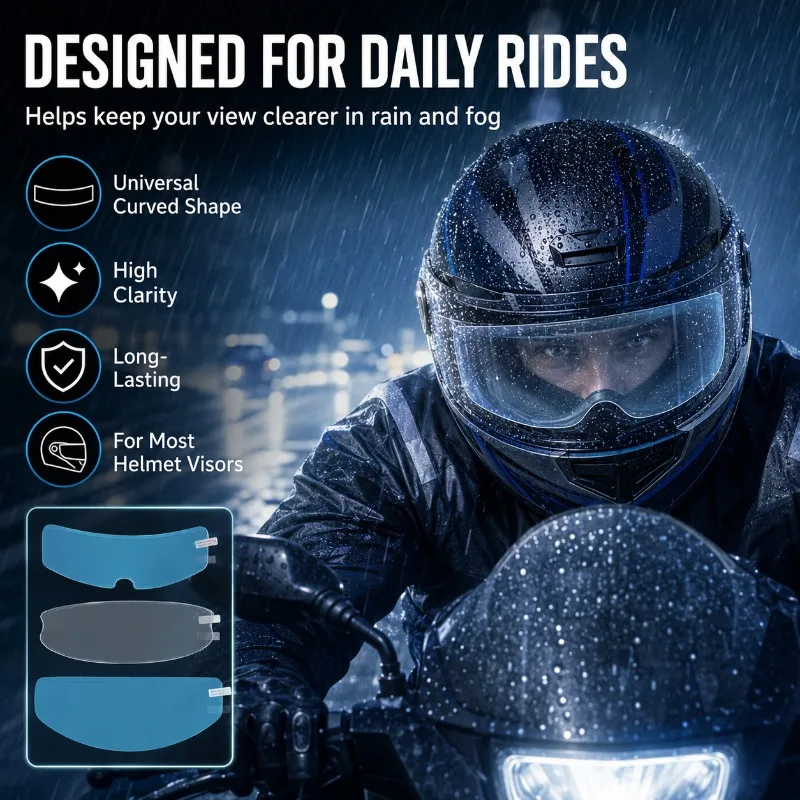 Helmet Visor Rainproof Anti Fog Film Universal Motorcycle Shield Sticker HD Transparent Lens Patch for Rainy Weather Riding Gear
Helmet Visor Rainproof Anti Fog Film Universal Motorcycle Shield Sticker HD Transparent Lens Patch for Rainy Weather Riding Gear