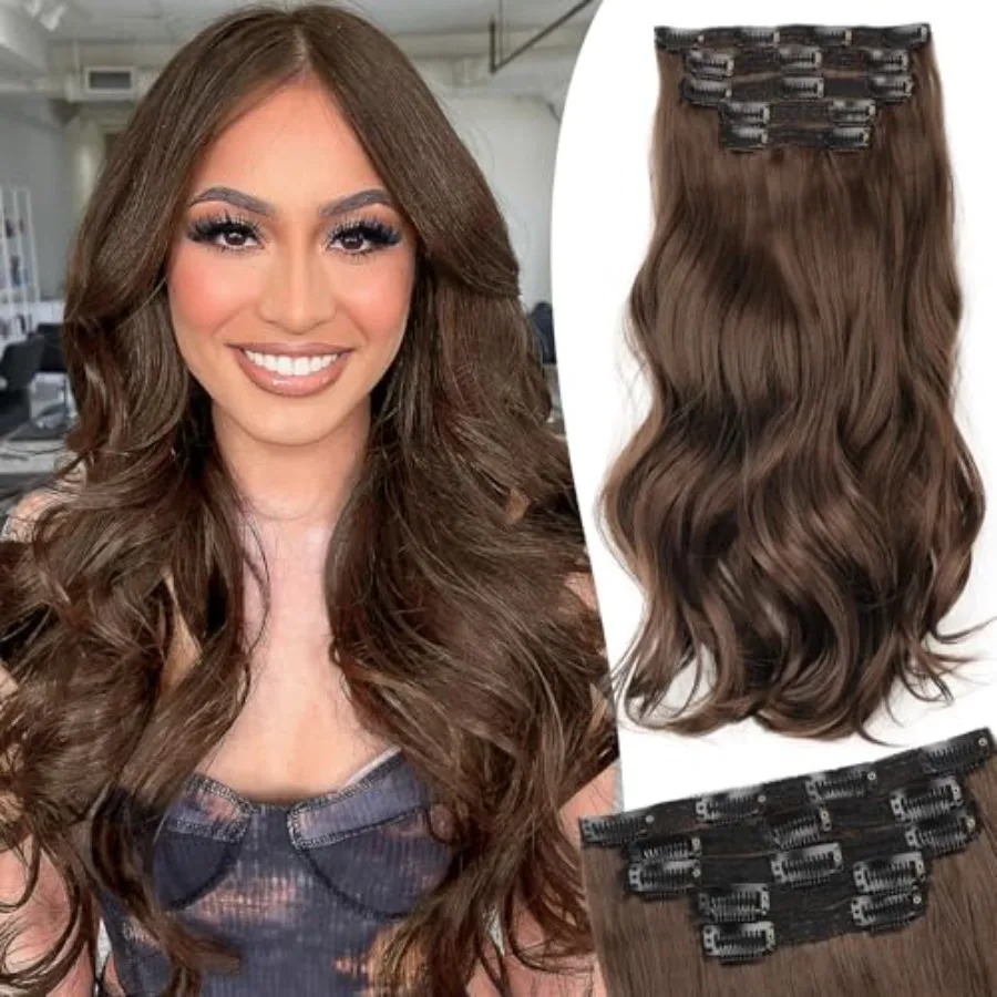 Clip in Synthetic Hair Extensions Layered Long Wavy 5PCS Thick Hairpieces Balayage Dark Brown to Ash Brown Synthetic Double Wef
Clip in Synthetic Hair Extensions Layered Long Wavy 5PCS Thick Hairpieces Balayage Dark Brown to Ash Brown Synthetic Double Wef