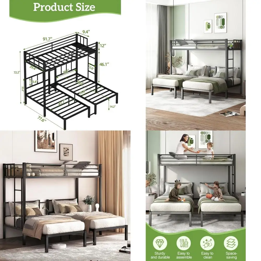 Twin & Bunk Beds with Guardrails, Ladder, and Upper Bed Platform - Suitable for Children, Teens, and Adults - Black
Twin & Bunk Beds with Guardrails, Ladder, and Upper Bed Platform - Suitable for Children, Teens, and Adults - Black