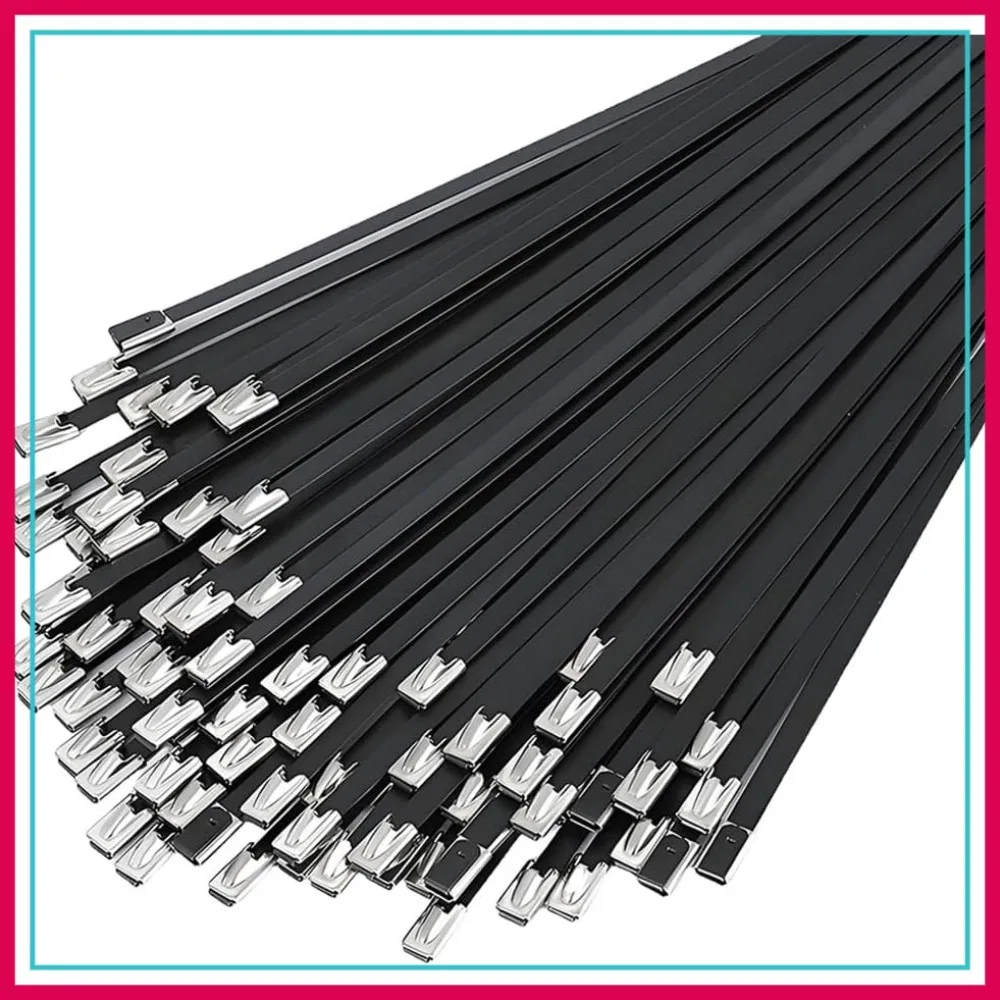 Heavy-Duty Metal Zip Ties 11.8 inch, 100 Pack Black 304 Stainless Steel Self-Locking Cable Ties for Outdoor, Automotive, Farm, Fence, Exhaust
Heavy-Duty Metal Zip Ties 11.8 inch, 100 Pack Black 304 Stainless Steel Self-Locking Cable Ties for Outdoor, Automotive, Farm, Fence, Exhaust