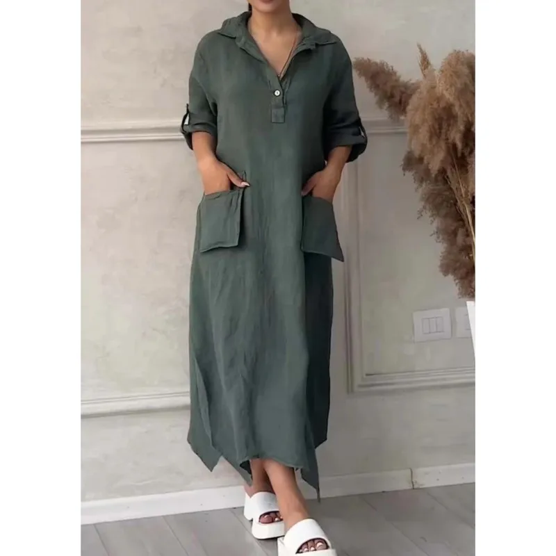 Summer Dress For Women, Retro Casual Loose Large Lapel Mid-sleeve Dress, New Mid-length Dress For Women, Autumn Wear
Summer Dress For Women, Retro Casual Loose Large Lapel Mid-sleeve Dress, New Mid-length Dress For Women, Autumn Wear